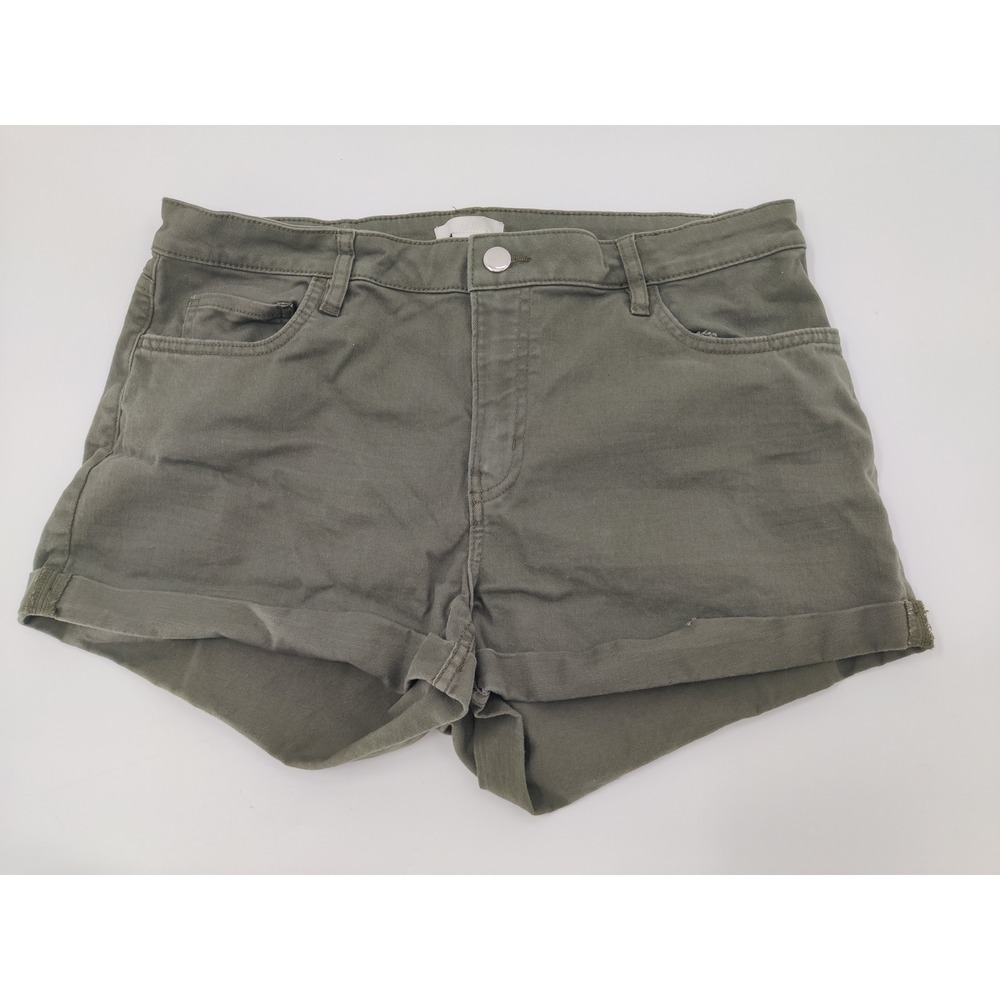 H&M Olive Green Cuffed Denim Shorts Women's Size 12